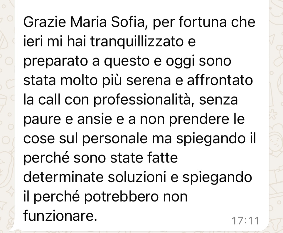 Messaggio di una studentessa dell'Academy
