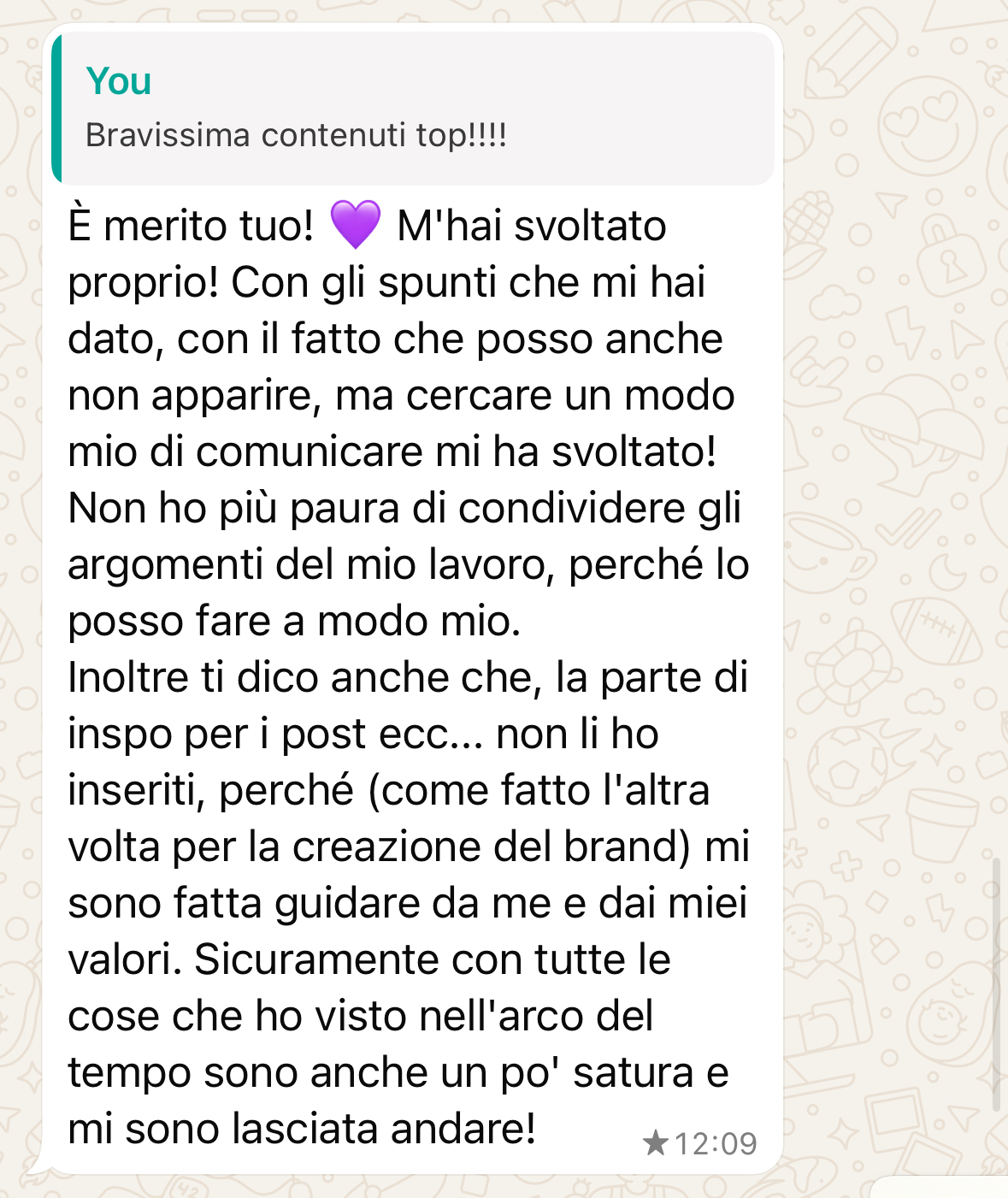 Messaggio di una studentessa dell'Academy