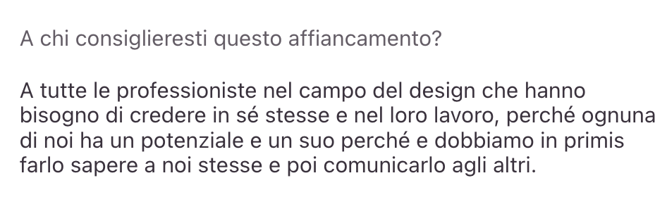 Messaggio di una studentessa dell'Academy